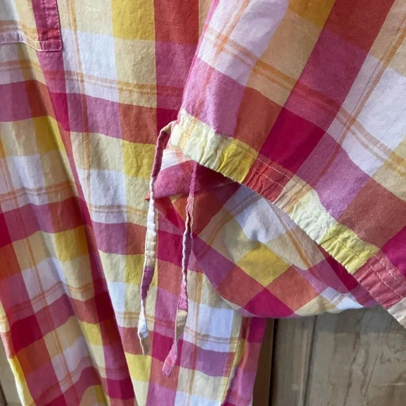 Nordstrom Womens Plaid Tie Capri 100% Cotton Pajama Set Size Large Pink SP EXC - Picture 11 of 12